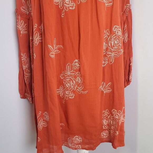 Lulu's Rust Colored Floral Embroidered Mini Dress, Size Small - Picture 4 of 9